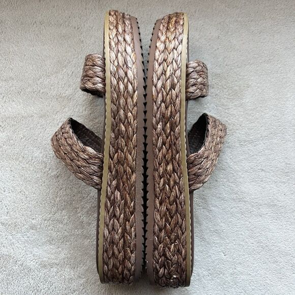 Splendid Goldi Braided Espresso Brown Raffia Sandals Women 9 Platform Wide Strap - Picture 5 of 16
